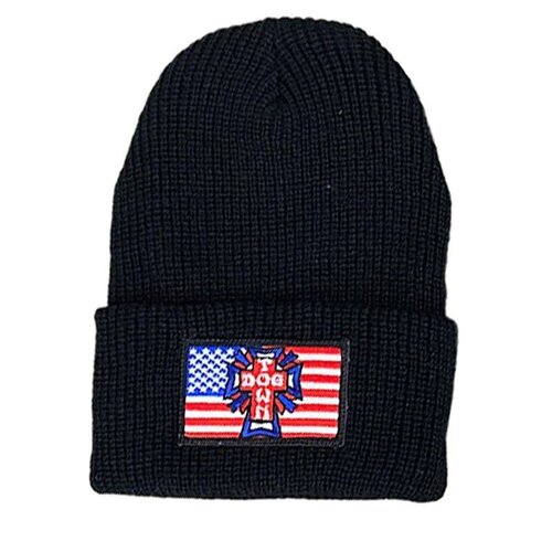 Dogtown Beanie Flag Patch Black