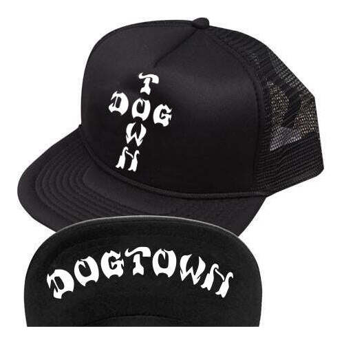 Dogtown Hat Cross Letter Flip Mesh Black