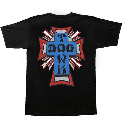 Dogtown Tee (L) Cross Logo Black/Red/Blue