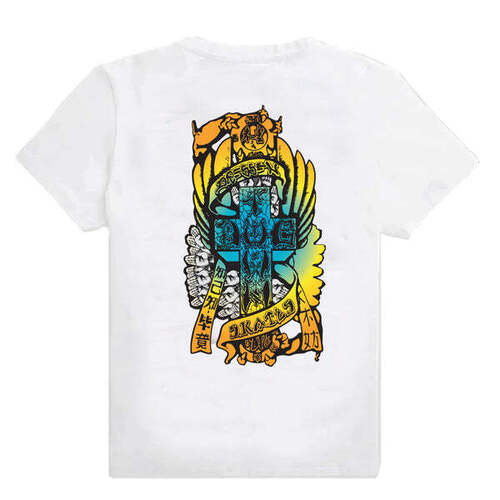 Dogtown Tee (S) Eric Dressen Hands 80s Fade White