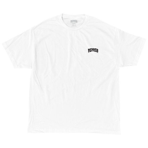 Pepper Tee (S) Pocket Logo White