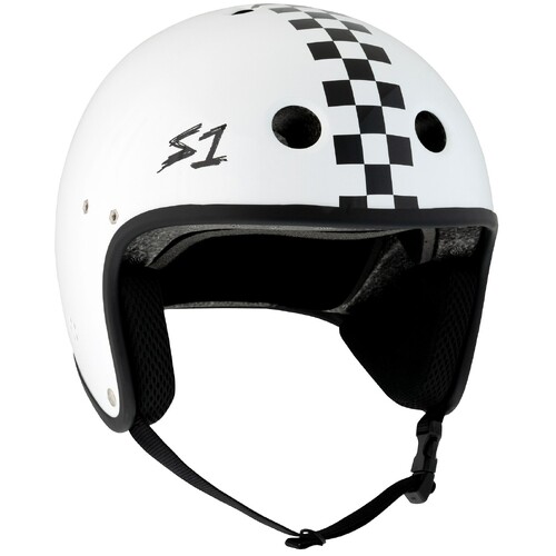 S-One Helmet Retro Lifer E-Helmet (XS) White Gloss/ Black Checkers